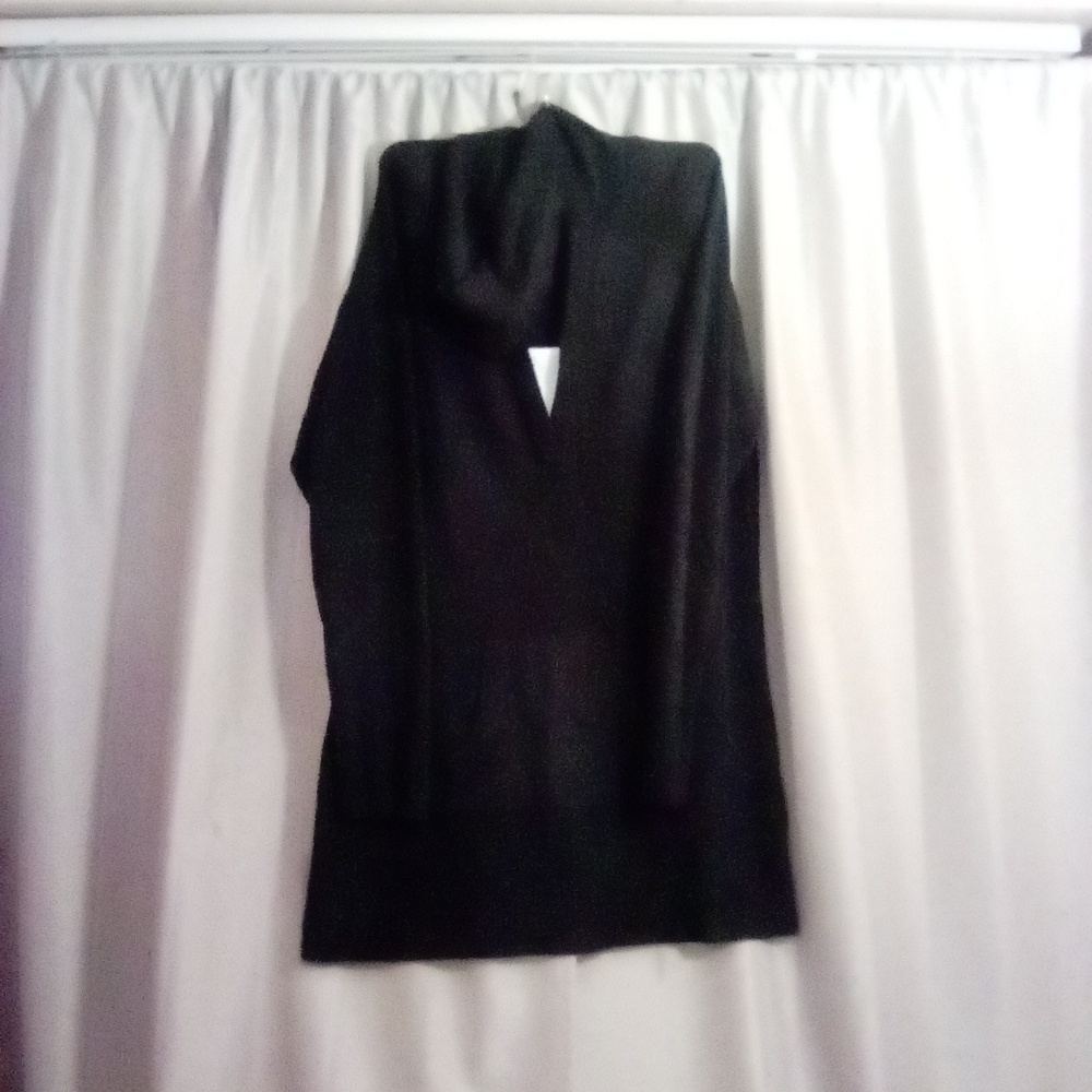 Black Hooded V-Neck Sweater By One Step Up